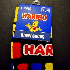 HARIBO Gummie Bear Crew Novelty Socks Mens Adult Shoe Size 6-13 NWT